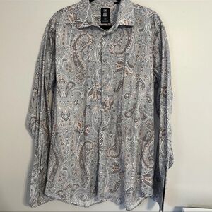 Stacy Adams Men’s Long Sleeve Button Down Floral Paisley 97% Cotton 17-36/37